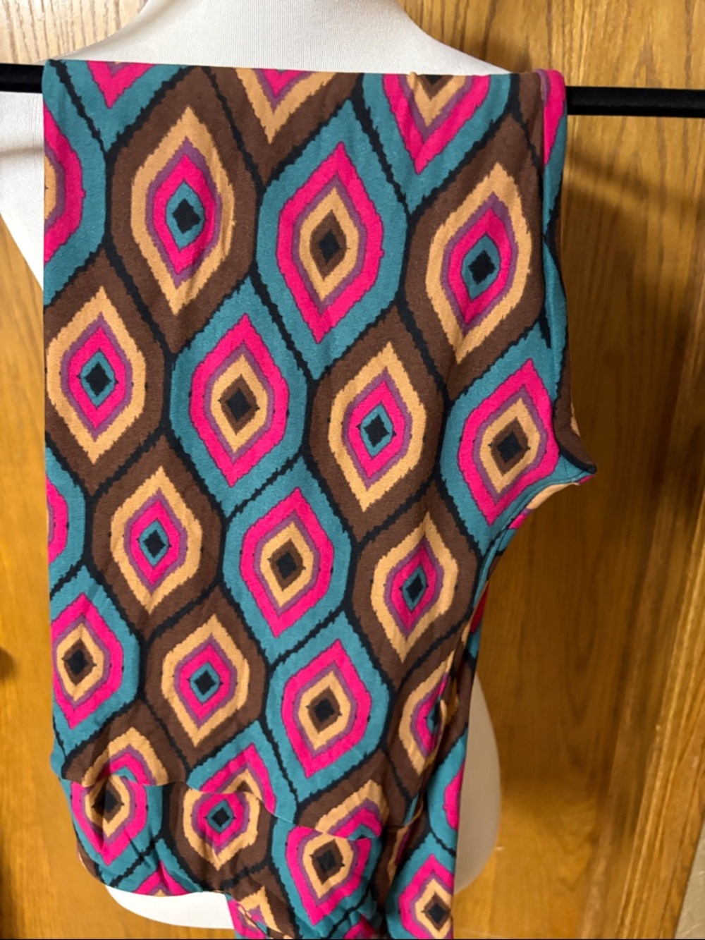 LuLaRoe Girls' Pink Teal Brown Geometric One-Piece